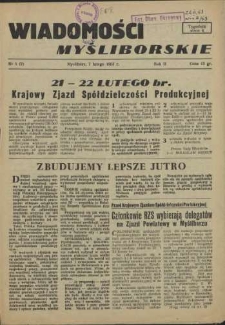 Wiadomości Myśliborskie. R.2, 1953 nr 1