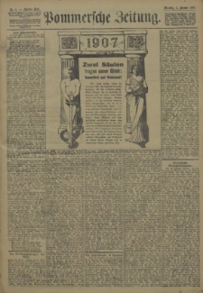 Pommersche Zeitung : organ für Politik und Provinzial-Interessen. 1907 Nr. 2