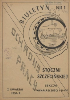 Biuletyn Ochrony Pracy Stoczni Szczecińskiej. 1954 nr 1