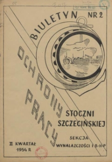 Biuletyn Ochrony Pracy Stoczni Szczecińskiej. 1954 nr 2