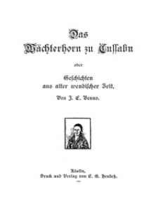 Das Wächterhorn zu Cussalin : oder Geschichten aus alter wendischer Zeit