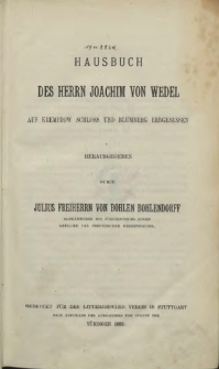 Hausbuch des Herrn Joachim von Wedel auf Krempzow Schloss und Blumberg erbgesessen