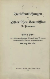 Des Thomas Kantzow Chronik von Pommern in niederdeutscher Mundart