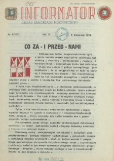 Informator : organ Samorządu Robotniczego. R.3/4, 1974 nr 8