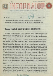 Informator : organ Samorządu Robotniczego. R.3/4, 1974 nr 10