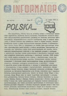 Informator : organ Samorządu Robotniczego. R.3/4, 1974 nr 14
