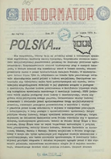 Informator : organ Samorządu Robotniczego. R.3/4, 1974 nr 14