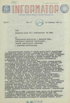 Informator : organ Samorządu Robotniczego. R.3/4, 1974 dod. do nr 15