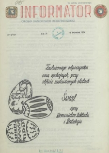 Informator : organ Samorządu Robotniczego. R.3/4, 1974 dod. do nr 9