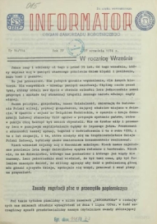 Informator : organ Samorządu Robotniczego. R.3/4, 1974 nr 16