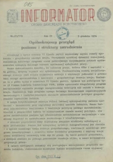 Informator : organ Samorządu Robotniczego. R.3/4, 1974 nr 21