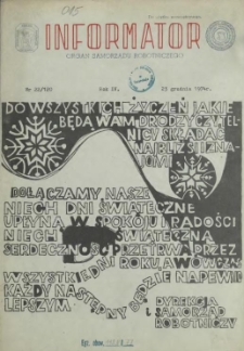 Informator : organ Samorządu Robotniczego. R.3/4, 1974 nr 22