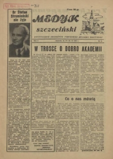 Medyk Szczeciński : pismo student&oacute;w Pomorskiej Akademii Medycznej. 1955 nr 4