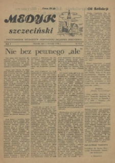 Medyk Szczeciński : pismo student&oacute;w Pomorskiej Akademii Medycznej. 1955 nr 5-6