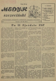 Medyk Szczeciński : pismo studentów Pomorskiej Akademii Medycznej. 1955 nr 10