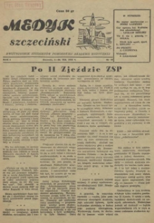 Medyk Szczeciński : pismo student&oacute;w Pomorskiej Akademii Medycznej. 1956 nr 10