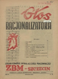 Głos Racjonalizatora : organ kom&oacute;rki wynalazczości pracowniczej ZBM-Szczecin. 1955 nr 11