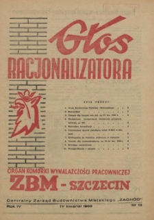 Głos Racjonalizatora : organ komórki wynalazczości pracowniczej ZBM-Szczecin. 1955 nr 13