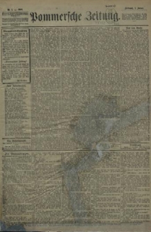 Pommersche Zeitung : organ für Politik und Provinzial-Interessen. 1908 Nr. 10 Blatt 1