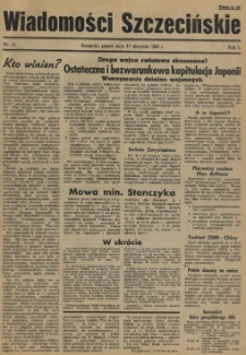 Wiadomości Szczecińskie : biuletyn Urzędu Informacji i Propagandy na Okręg Pomorze Zachodnie. R.1, 1945 nr 11