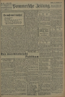 Pommersche Zeitung : organ für Politik und Provinzial-Interessen. 1909 Nr. 220 Blatt 1