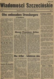 Wiadomości Szczecińskie : biuletyn Urzędu Informacji i Propagandy na Okręg Pomorze Zachodnie. R.1, 1945 nr 25