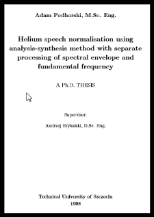 Helium speech normalisation using analysis-synthesis method with separate processing of spectral envelope and fundamental frequency