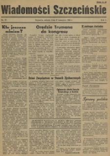 Wiadomości Szczecińskie : biuletyn Urzędu Informacji i Propagandy na Okręg Pomorze Zachodnie.