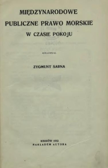 Międzynarodowe publiczne prawo morskie w czasie pokoju