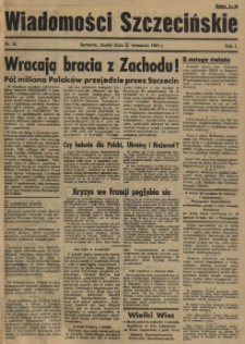 Wiadomości Szczecińskie : biuletyn Urzędu Informacji i Propagandy na Okręg Pomorze Zachodnie. R.1, 1945 nr 34