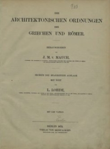 Die Architektonischen Ordnungen der Griechen und Römer