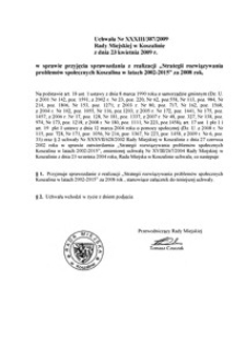 Uchwała Rady Miejskiej w Koszalinie nr XXXIII/387/2009