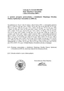 Uchwała Rady Miejskiej w Koszalinie nr XXXIII/388/2009