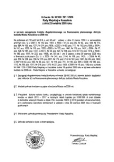 Uchwała Rady Miejskiej w Koszalinie nr XXXIII/391/2009
