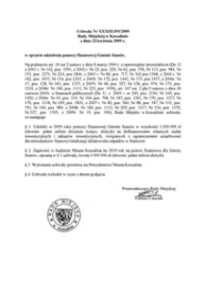 Uchwała Rady Miejskiej w Koszalinie nr XXXIII/395/2009