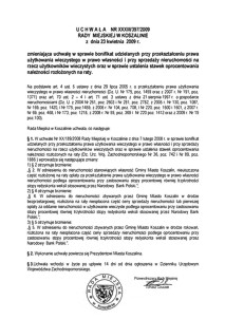 Uchwała Rady Miejskiej w Koszalinie nr XXXIII/397/2009