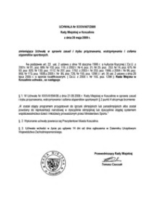 Uchwała Rady Miejskiej w Koszalinie nr XXXIV/407/2009