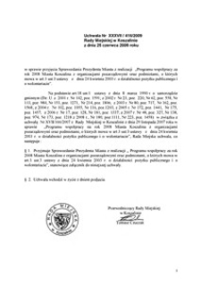 Uchwała Rady Miejskiej w Koszalinie nr XXXVII/416/2009