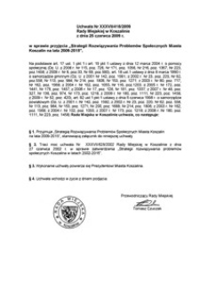 Uchwała Rady Miejskiej w Koszalinie nr XXXVII/418/2009