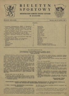 Biuletyn Sportowy Wojewódzkiego Komitetu Kultury Fizycznej w Szczecinie. 1955 wyd.spec. z dn.20 XII