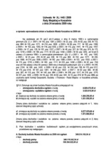 Uchwała Rady Miejskiej w Koszalinie nr XL/445/2009