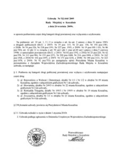 Uchwała Rady Miejskiej w Koszalinie nr XL/446/2009