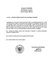Uchwała Rady Miejskiej w Koszalinie nr XL/450/2009