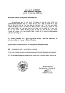 Uchwała Rady Miejskiej w Koszalinie nr XL/458/2009