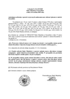 Uchwała Rady Miejskiej w Koszalinie nr XL/459/2009
