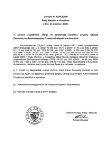 Uchwała Rady Miejskiej w Koszalinie nr XL/463/2009