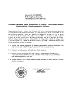 Uchwała Rady Miejskiej w Koszalinie nr XLI/469/2009