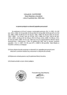 Uchwała Rady Miejskiej w Koszalinie nr XLI/470/2009