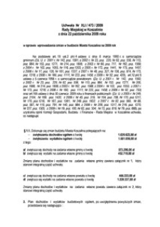 Uchwała Rady Miejskiej w Koszalinie nr XLI/473/2009