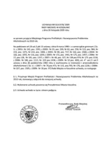 Uchwała Rady Miejskiej w Koszalinie nr XLIV/478/2009